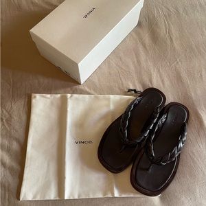 NIB Vince Braided Leather Suede Platform Sandals